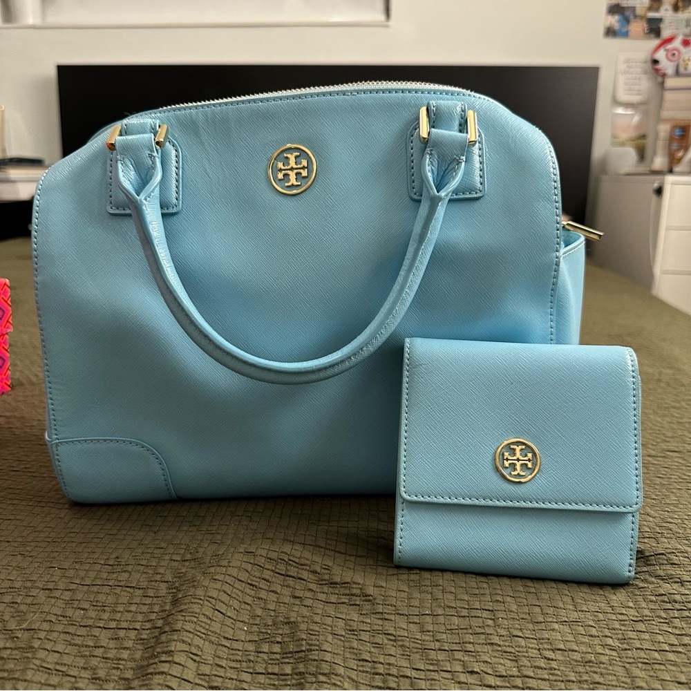 Tory Burch Saffiano Leather Top Handle Bag & Wallet
